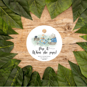 Woodland animal - Pop it when she pops baby shower Favour Tags