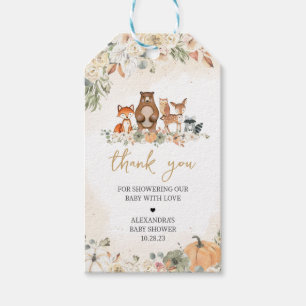 Woodland Animal Pumpkin Fall Baby Shower Favour Ta Gift Tags