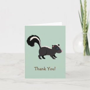 Woodland Animal,  Skunk on Sage Green Thank You
