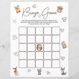 Woodland Animal Theme Bingo Game
