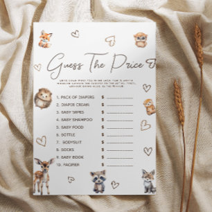 Woodland Animal Theme Guess the Price Game
