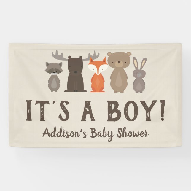 Woodland Animal Themed Baby Shower Banner Large (Horizontal)