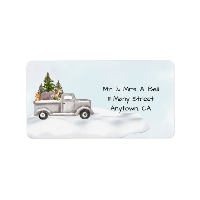 Woodland Animal Vintage Truck Label (Front)