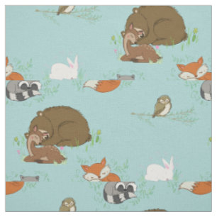 Woodland Animal Watercolor Baby Nursery Fabric