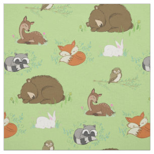 Woodland Animal Watercolor Baby Nursery Fabric