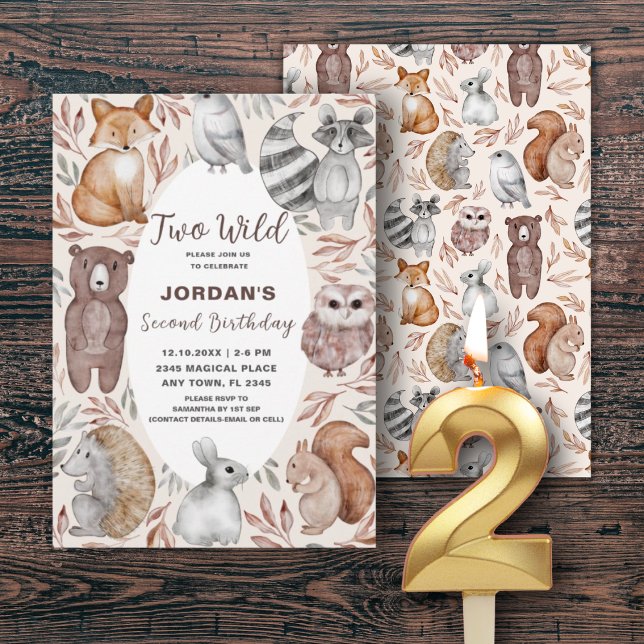 Woodland Animals 2nd Birthday Party Invitation (Creator Uploaded)