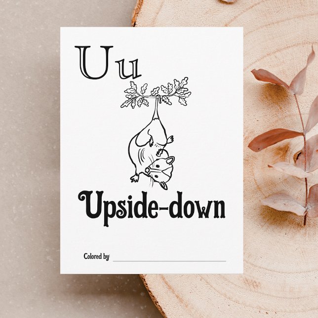 Woodland Animals ABC Colouring Baby Shower Activit Postcard (Letter U - Color Your Own Baby's First ABC's Keepsake Cards)
