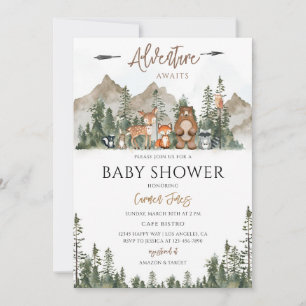 Woodland Animals Adventure Baby Shower Invitation