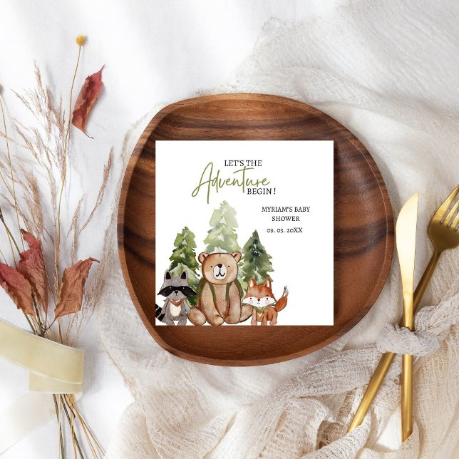 Woodland Animals Adventure Baby Shower Napkin (Creator Uploaded)
