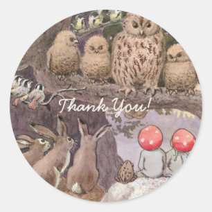 Woodland Animals and Children Elsa Beskow Classic Round Sticker