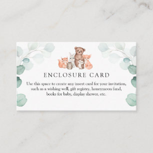 Woodland Animals and Watercolor Eucalyptus Enclosure Card