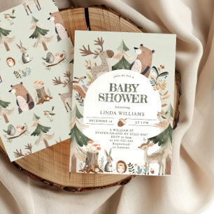 Woodland animals Arch Baby shower Invitation
