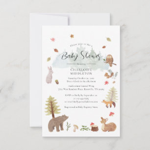 Woodland Animals Autumn Fall Baby Shower Invitation