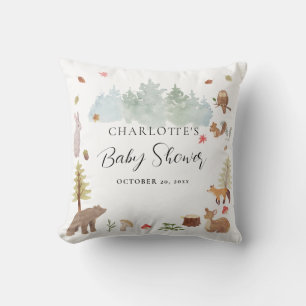 Woodland Animals Autumn Fall Baby Shower Throw Pillow