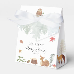 Woodland Animals Autumn Watercolor Baby Shower Favor Box