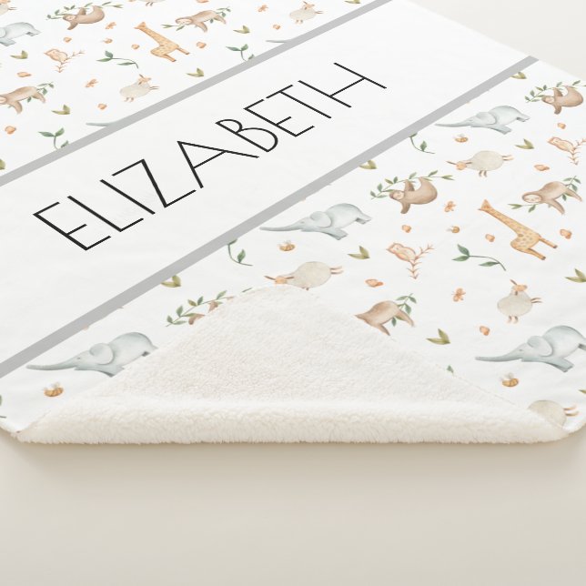 Woodland animals baby name blanket personalized (3/4)
