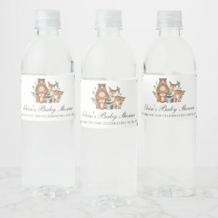 Woodland Animals Baby Shower 1st Birthday Favour Water Bottle Label