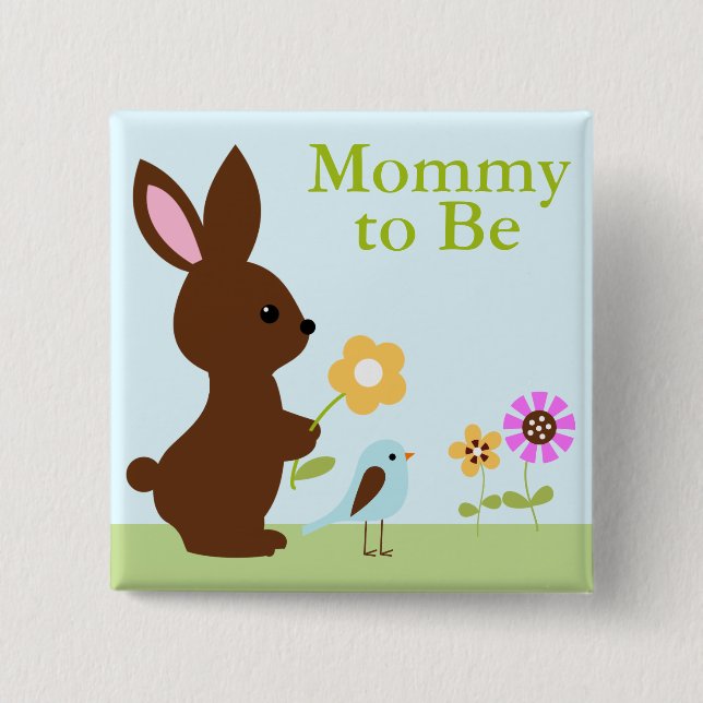 Woodland Animals Baby Shower 2 Inch Square Button (Front)