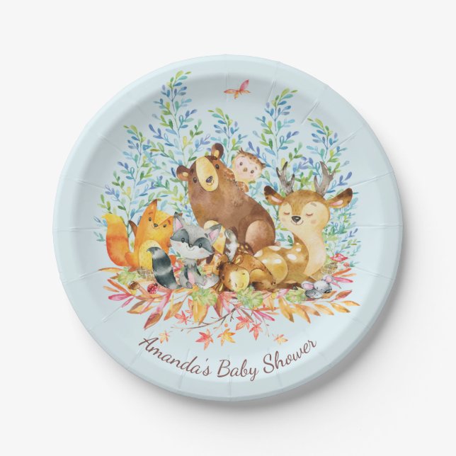 Woodland Animals Baby Shower 7" Plate (Front)