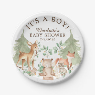 Woodland Animals Baby Shower 7" Plate