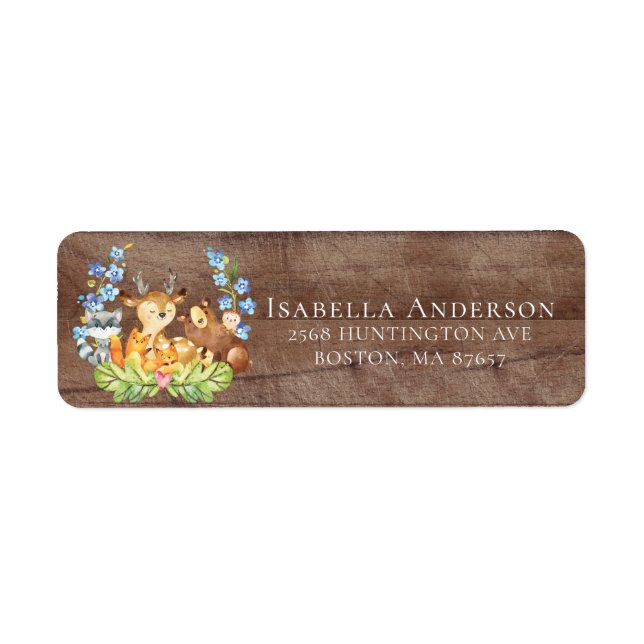 Woodland Animals  Baby Shower Address Label (Front)