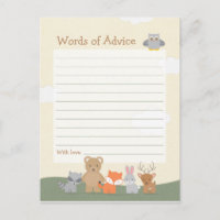 Woodland Animals Baby Shower Advice Game
