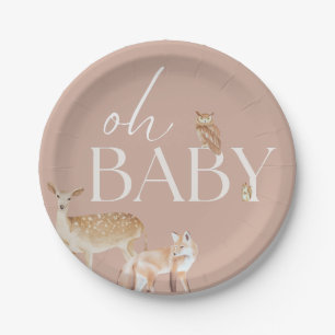 Woodland Animals Baby Shower, Baby Boy, Baby Girl Paper Plate