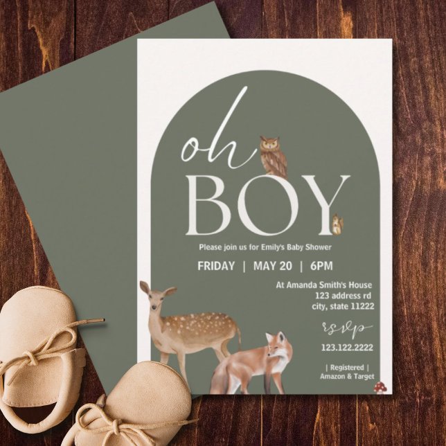 Woodland Animals Baby Shower, Baby Boy Invitation (Creator Uploaded)