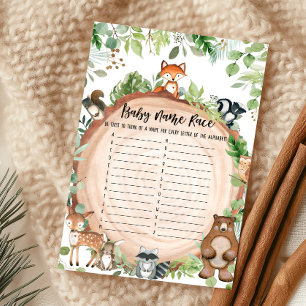 Woodland Animals Baby Shower Baby Name Race Game