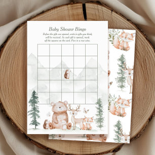 Woodland Animals Baby Shower Bingo Game Card