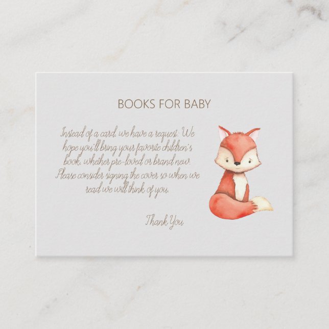 Woodland Animals Baby Shower Book Request Enclosure Card (Front)