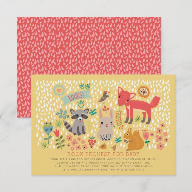 Woodland Animals Baby Shower Book Request Invitation (Front/Back)