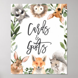 Woodland Animals Baby Shower Cards and Gifts Sign
