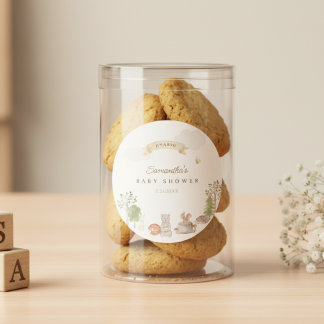 Woodland Animals Baby Shower Classic Round Sticker