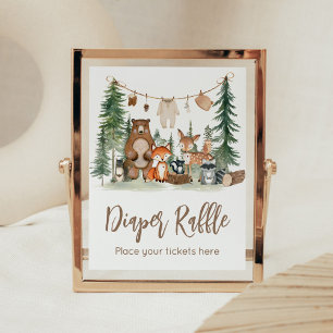 Woodland Animals Baby Shower Diaper Raffle Sign