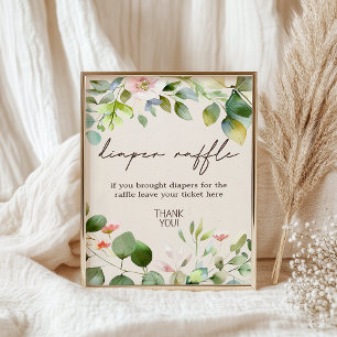 Woodland Animals Baby Shower Diaper Raffle Sign