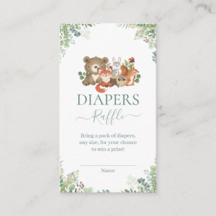 Woodland Animals Baby Shower Diapers raffle Enclo Enclosure Card