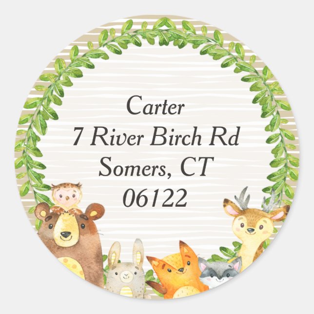 Woodland Animals Baby Shower Envelope Seal Address (Front)