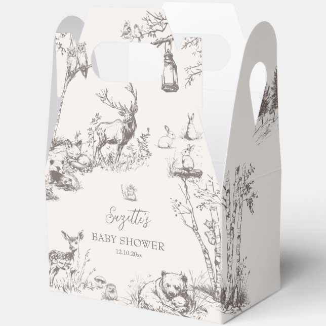 Woodland Animals Baby Shower Favor Box (Open)