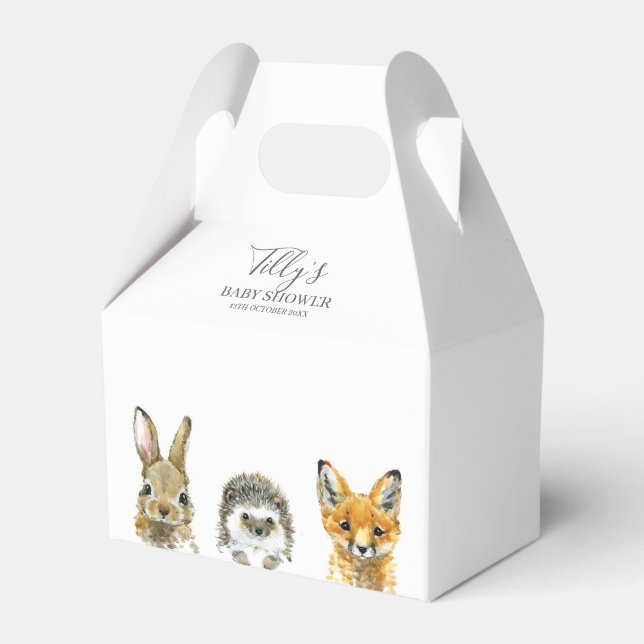 Woodland Animals Baby Shower Favor Box (Front Side)