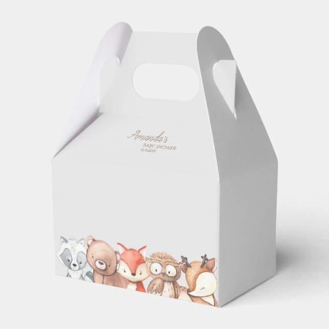 Woodland Animals Baby Shower Favor Box (Front Side)