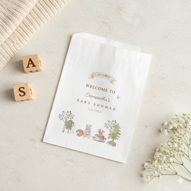 Woodland Animals Baby Shower Favour Bag (Woodland Animals Baby Shower Favor Bag)