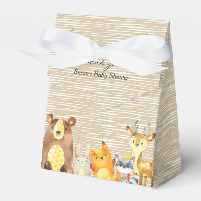 Woodland Animals Baby Shower Favour Favor Box (Front Side)