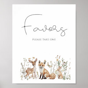 Woodland Animals Baby Shower Favours Poster