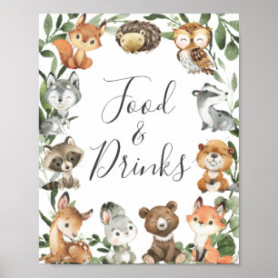 Woodland Animals Baby Shower Food and Drinks Sign