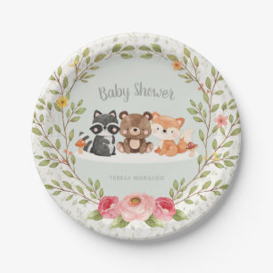 Woodland Animals Baby Shower Forest Creatures Boy Paper Plate
