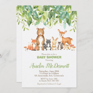 Woodland Animals Baby Shower Forest Gender Neutral Invitation