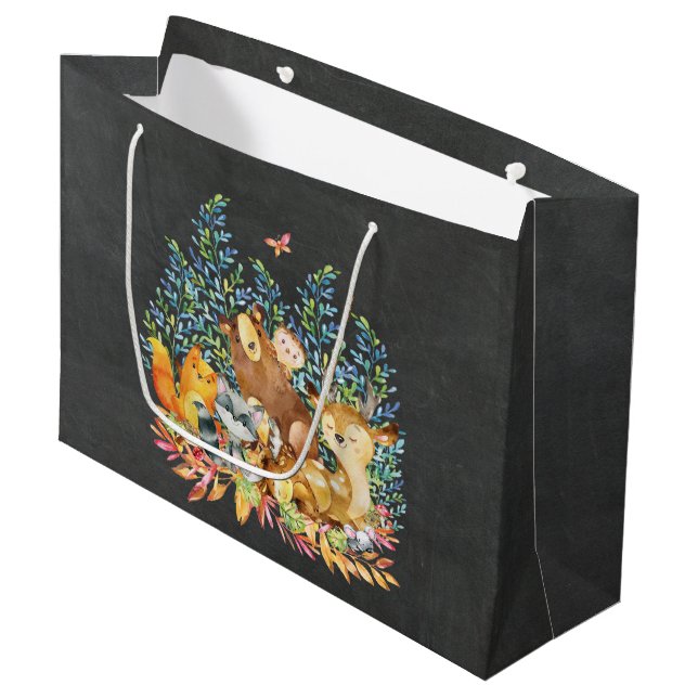 Woodland Animals Baby Shower Gift Bag (Front Angled)