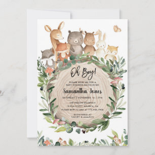 Woodland Animals Baby Shower Invitation