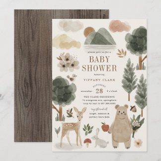 Woodland Animals Baby Shower Invitation